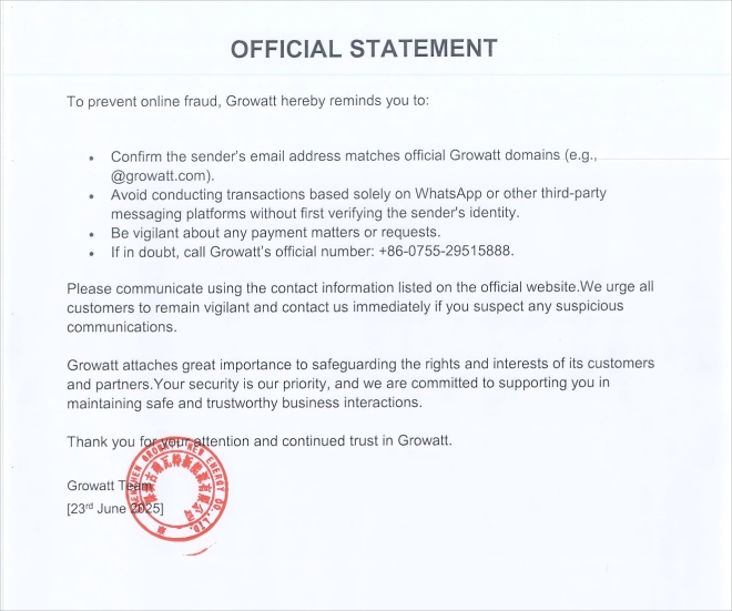 Statement on Online fraud